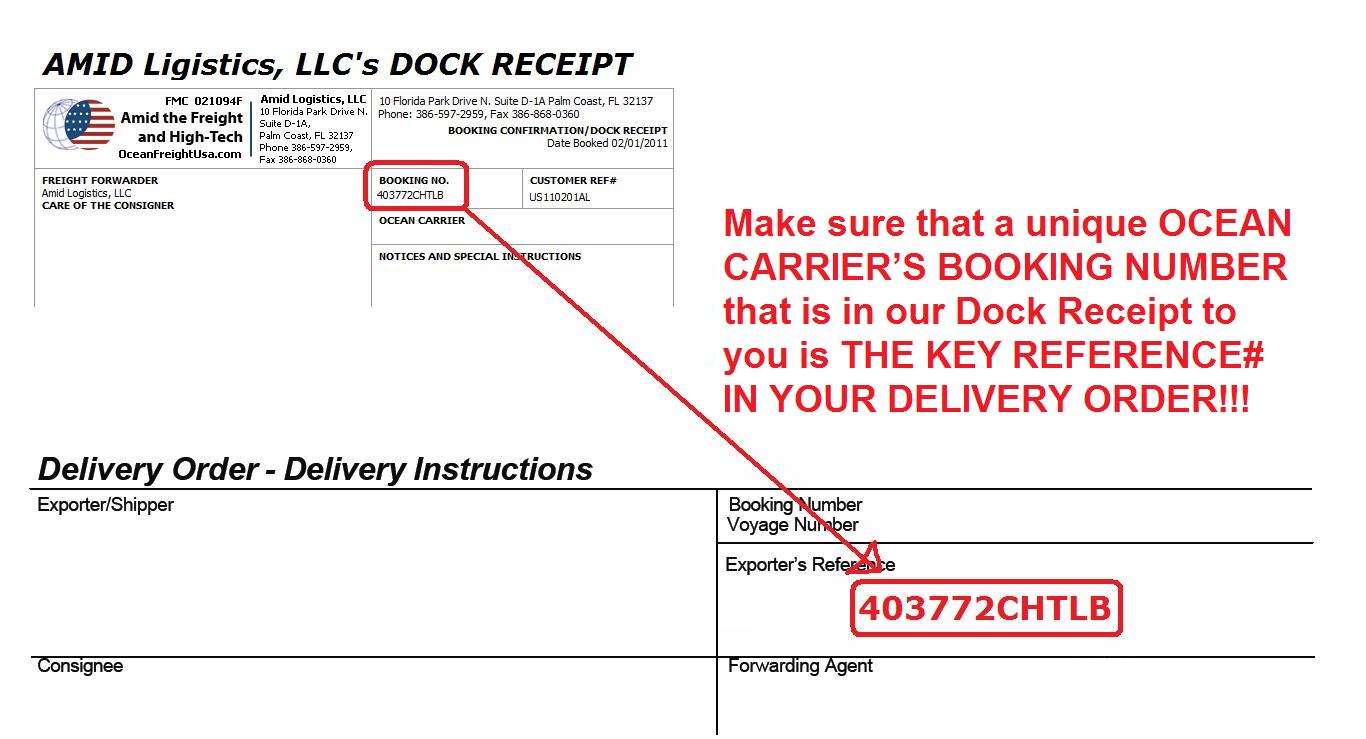 Ocean freight booking is the KEY reference